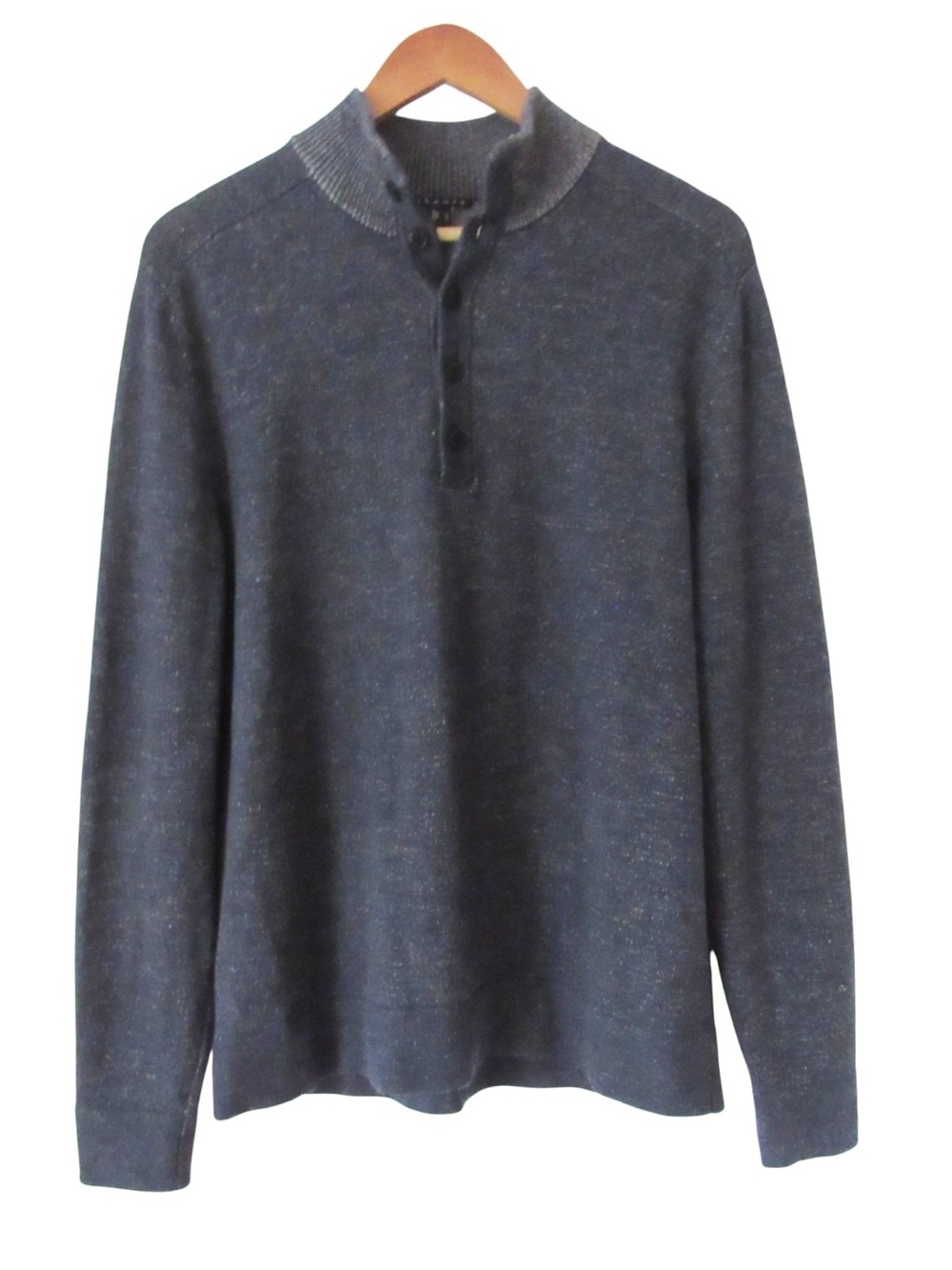 Theory Byrin JP Cashwool Mens Sweater Large Merino Wool Mock Neck FLAW Hole